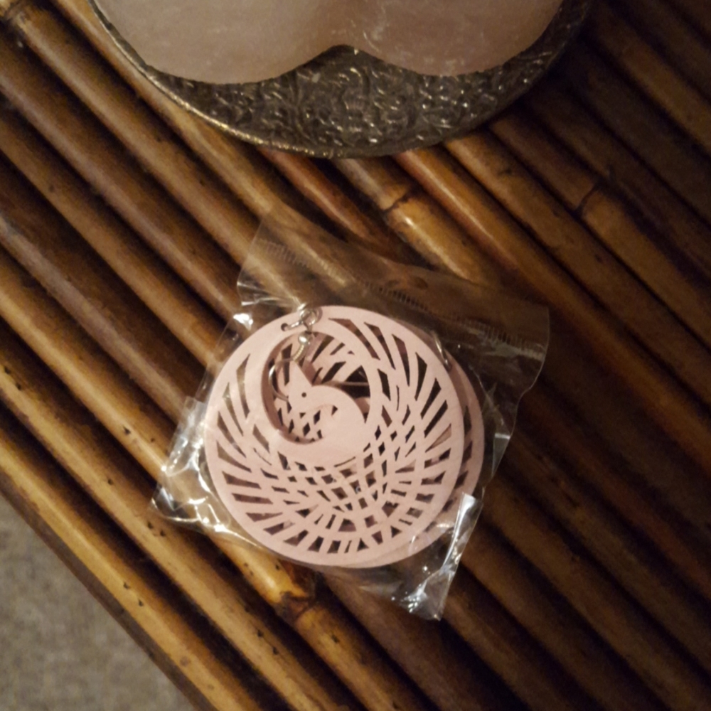 Baby pink Phoenix bird earrings